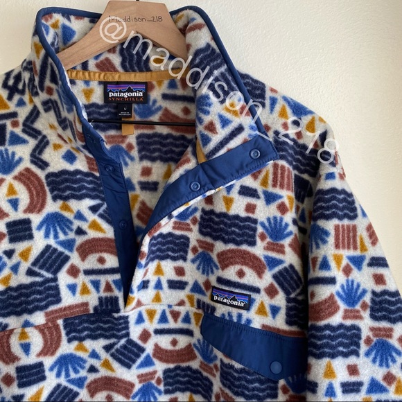 Patagonia Protected Peaks Fleece Multi Big Oatmeal White Aztec Southwestern - Picture 4 of 14